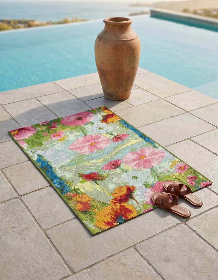 Detail image of 2' x 3' Easy-Clean Botanical Indoor / Outdoor Rug