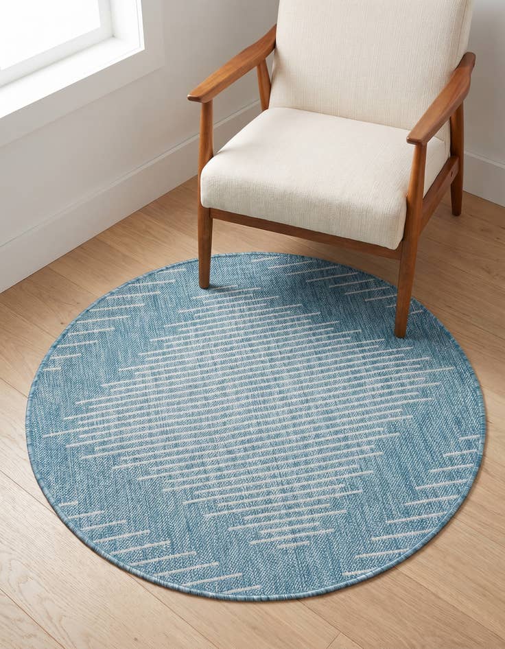 Detail image of 3' x 3' Easy-Clean Modern Indoor / Outdoor Round Rug