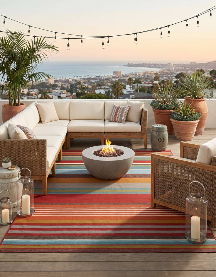 Detail image of 7' 10 x 10' Easy-Clean Modern Indoor / Outdoor Rug