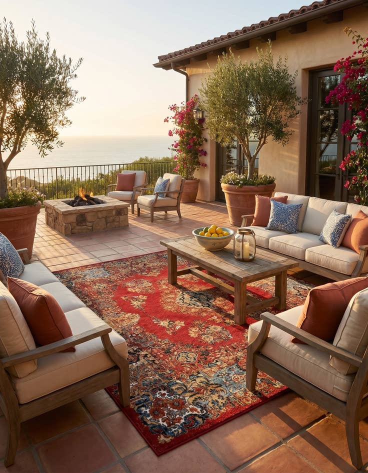 Detail image of 7' 10 x 7' 10 Easy-Clean Traditional Indoor / Outdoor Square Rug