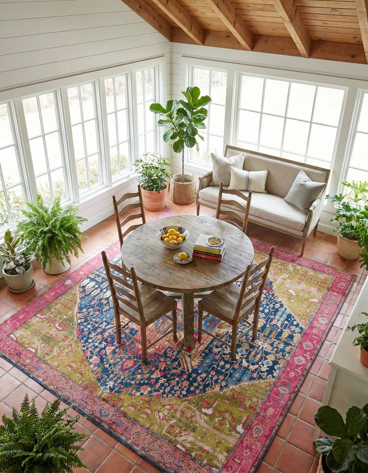 Detail image of 10' x 10' Easy-Clean Traditional Indoor / Outdoor Square Rug