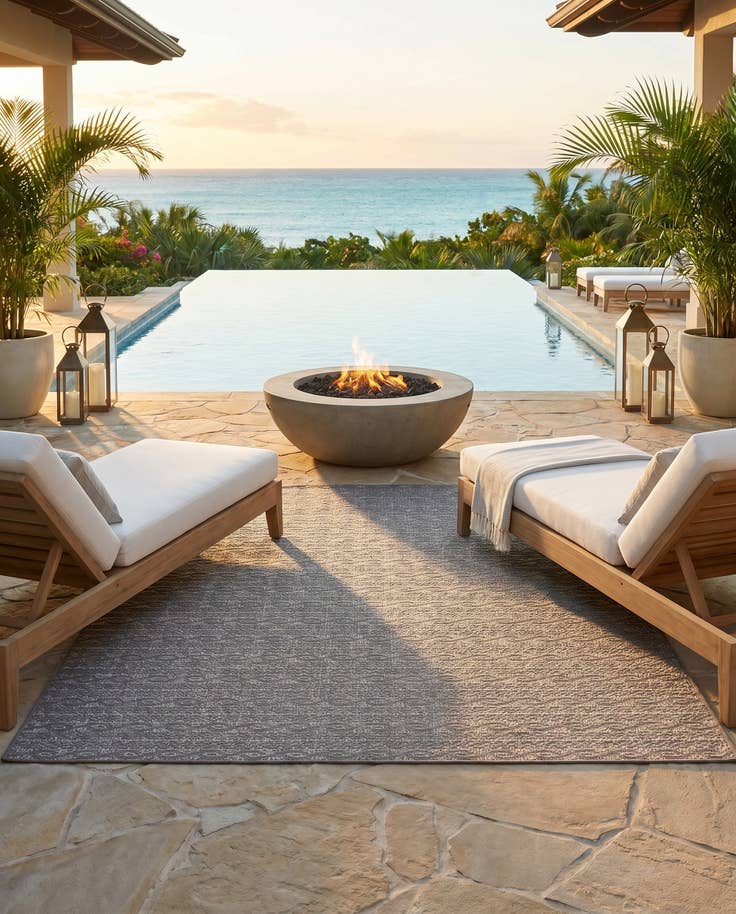 Detail image of 5' 3 x 8' Easy-Clean Modern Indoor / Outdoor Rug