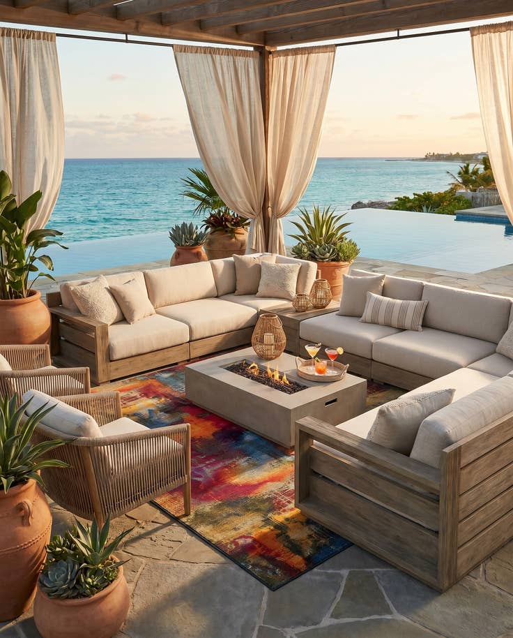 Detail image of 9' x 12' Easy-Clean Modern Indoor / Outdoor Rug