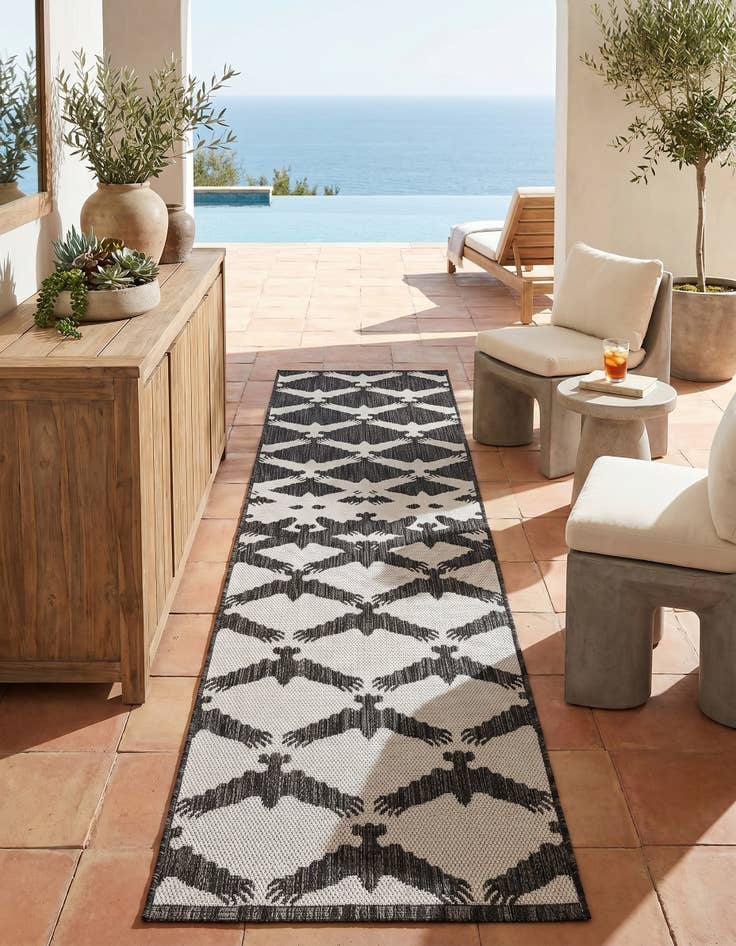 Detail image of 2' x 8' Easy-Clean Modern Indoor / Outdoor Runner Rug