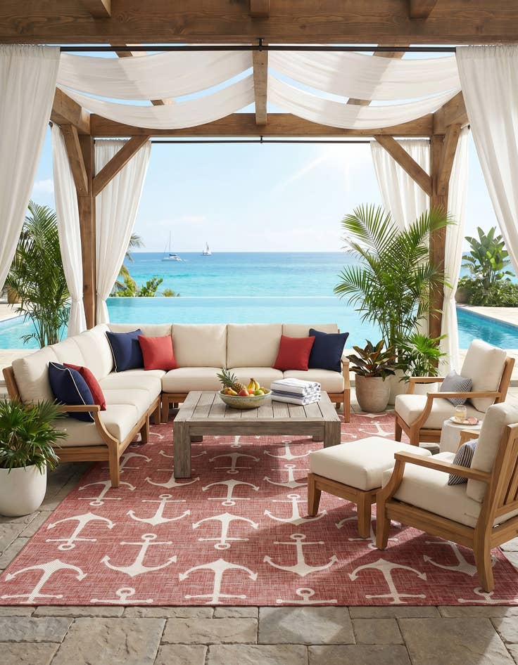 Detail image of 7' 10 x 11' Easy-Clean Coastal Indoor / Outdoor Rug