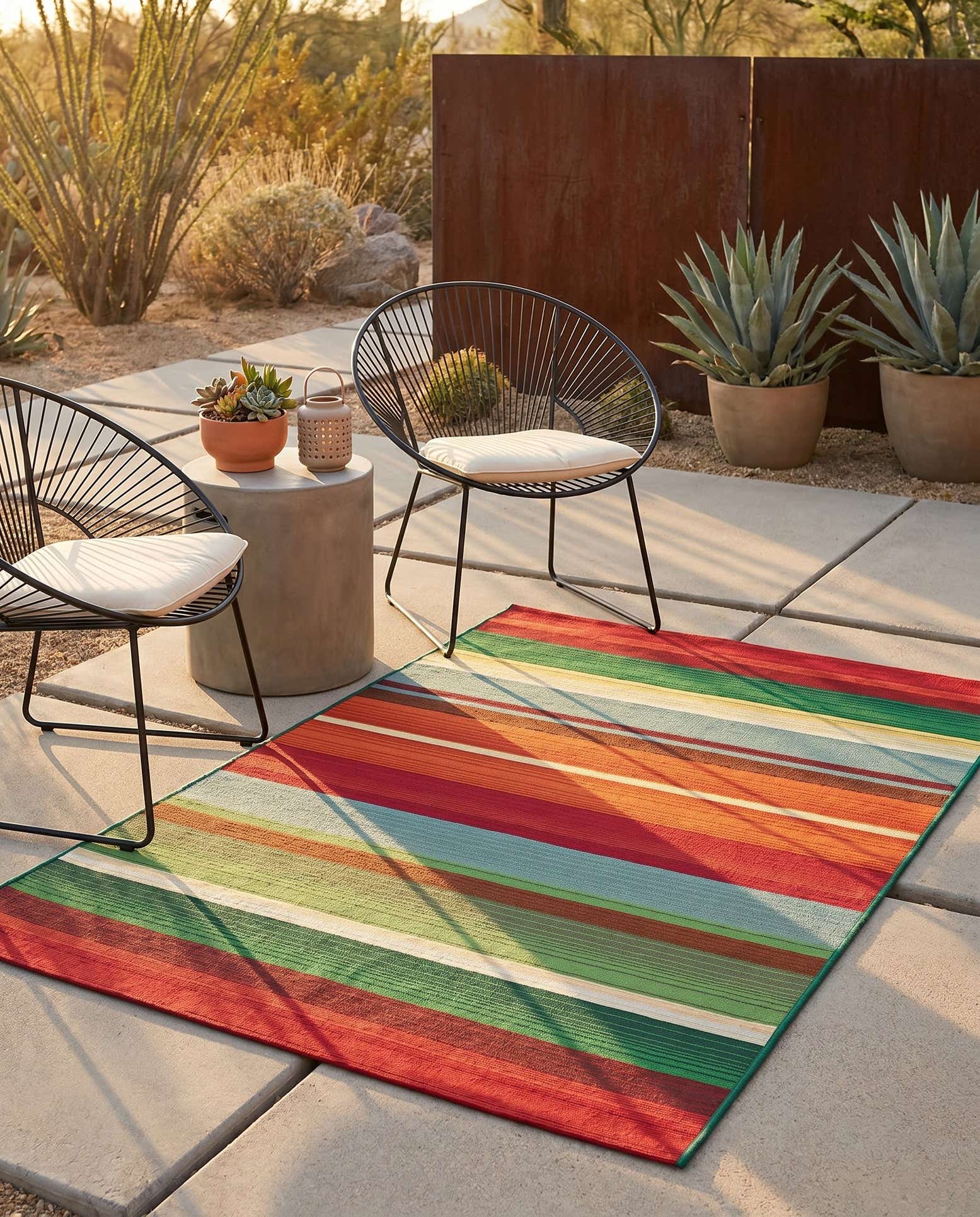 3' 3 x 5' 3 Easy-Clean Modern Indoor / Outdoor Rug