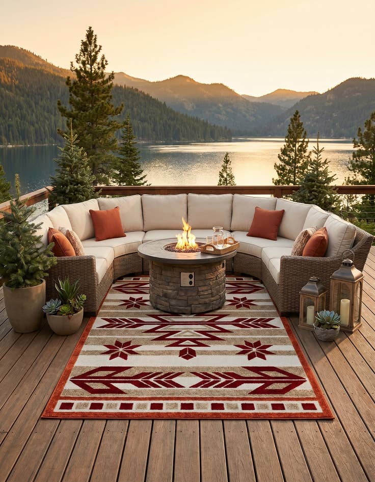 Detail image of 5' x 8' Easy-Clean Modern Indoor / Outdoor Rug