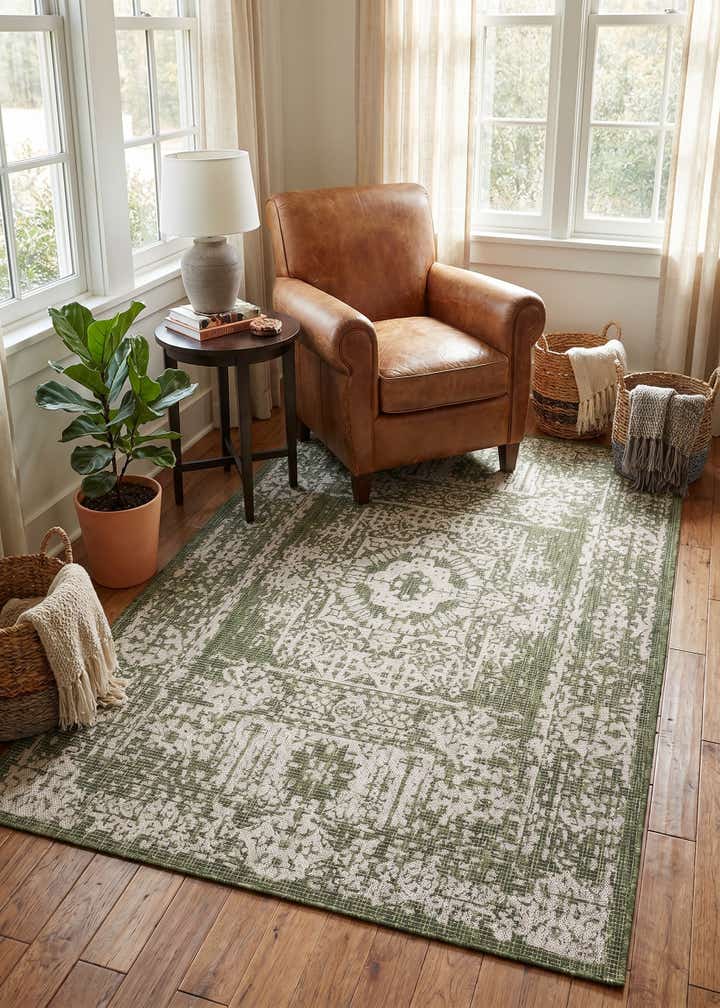 5' 3 x 8' Easy-Clean Traditional Indoor / Outdoor Rug