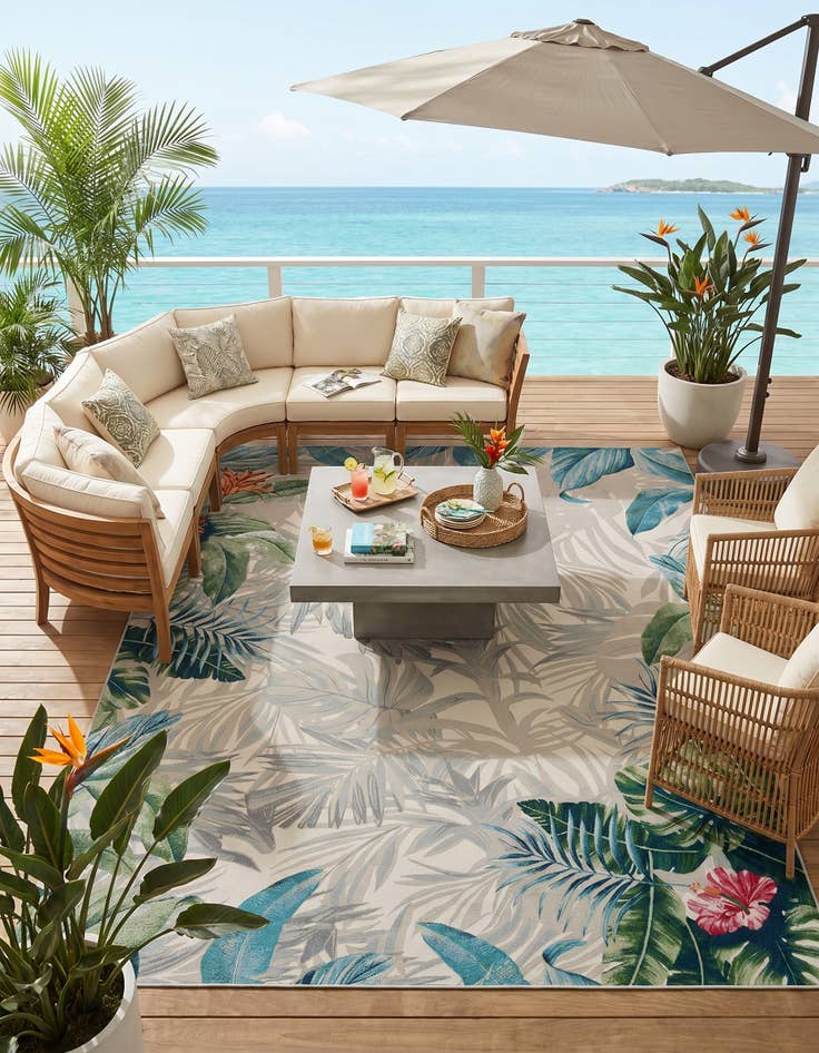 Detail image of 10' x 12' Easy-Clean Botanical Indoor / Outdoor Rug