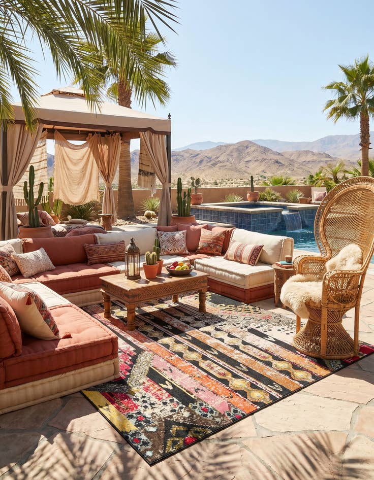 Detail image of 10' x 10' Easy-Clean Casablanca Indoor / Outdoor Square Rug