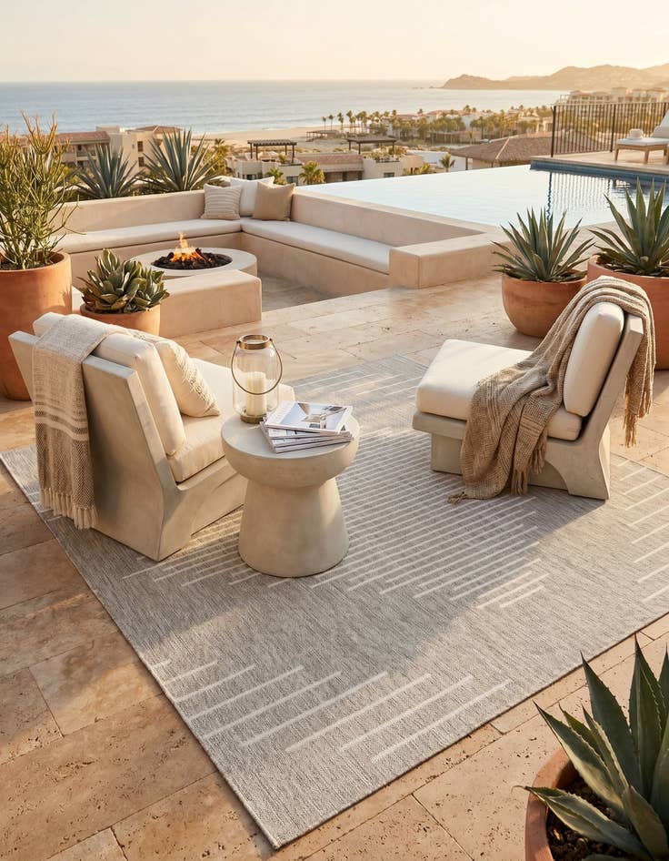 Detail image of 7' x 7' Easy-Clean Modern Indoor / Outdoor Square Rug