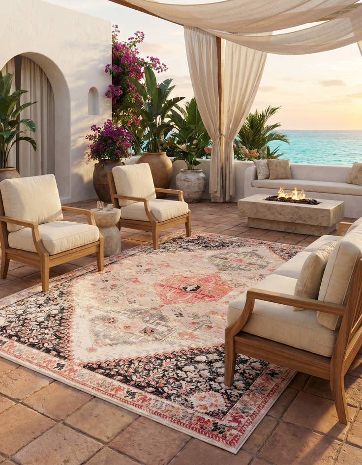 Detail image of 9' x 12' Easy-Clean Traditional Indoor / Outdoor Rug
