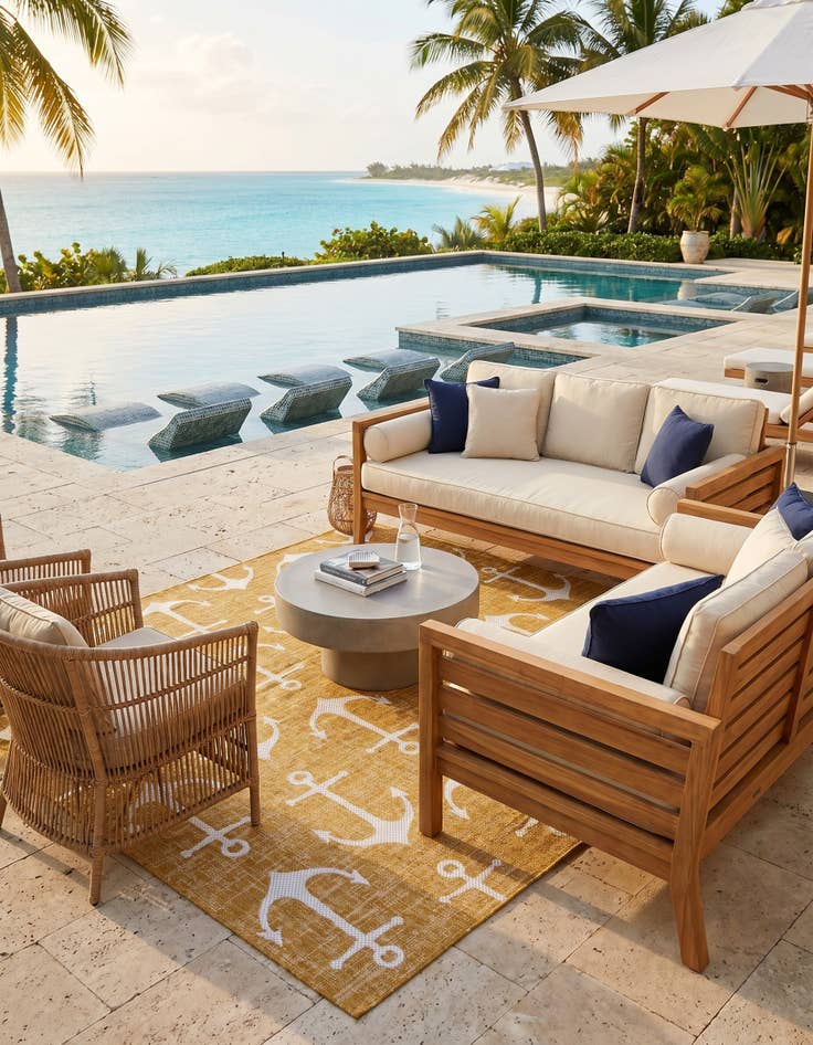 Detail image of 7' 10 x 7' 10 Easy-Clean Coastal Indoor / Outdoor Square Rug