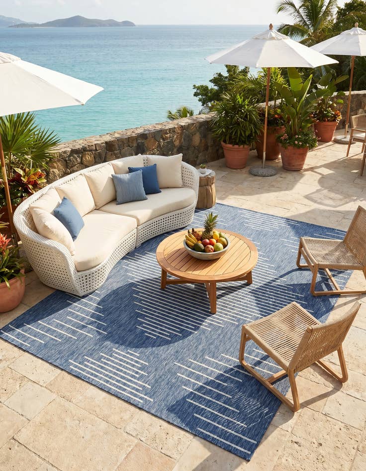 Detail image of 7' 10 x 10' Easy-Clean Modern Indoor / Outdoor Rug