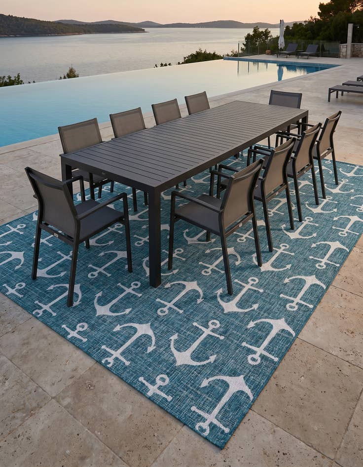 Detail image of 10' x 14' Easy-Clean Coastal Indoor / Outdoor Rug