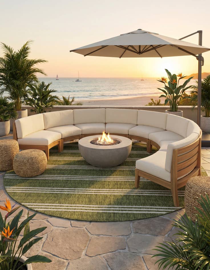 Detail image of 13' x 13' Easy-Clean Jill Zarin Anguilla Indoor / Outdoor Round Rug