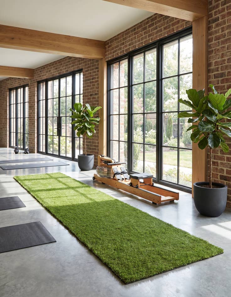 Detail image of 3' 3 x 16' 5 Easy-Clean Grass Indoor / Outdoor Runner Rug