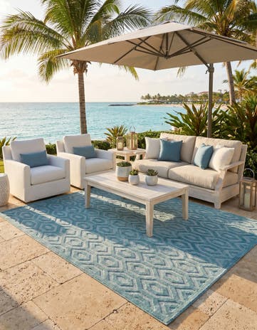 9' x 12' Easy-Clean Trellis Textured Indoor / Outdoor Rug