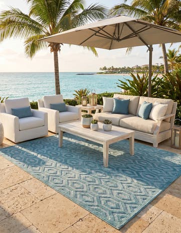 9' x 12' Easy-Clean Trellis Textured Indoor / Outdoor Rug