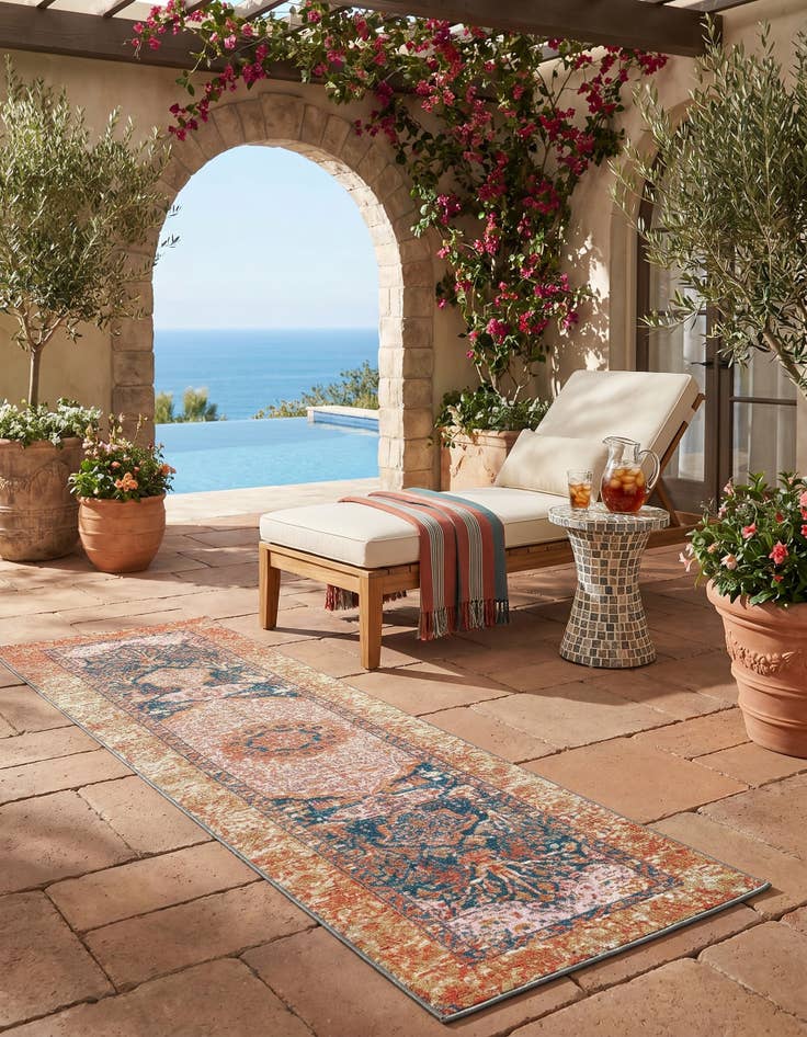 Detail image of 2' x 6' Easy-Clean Traditional Indoor / Outdoor Runner Rug