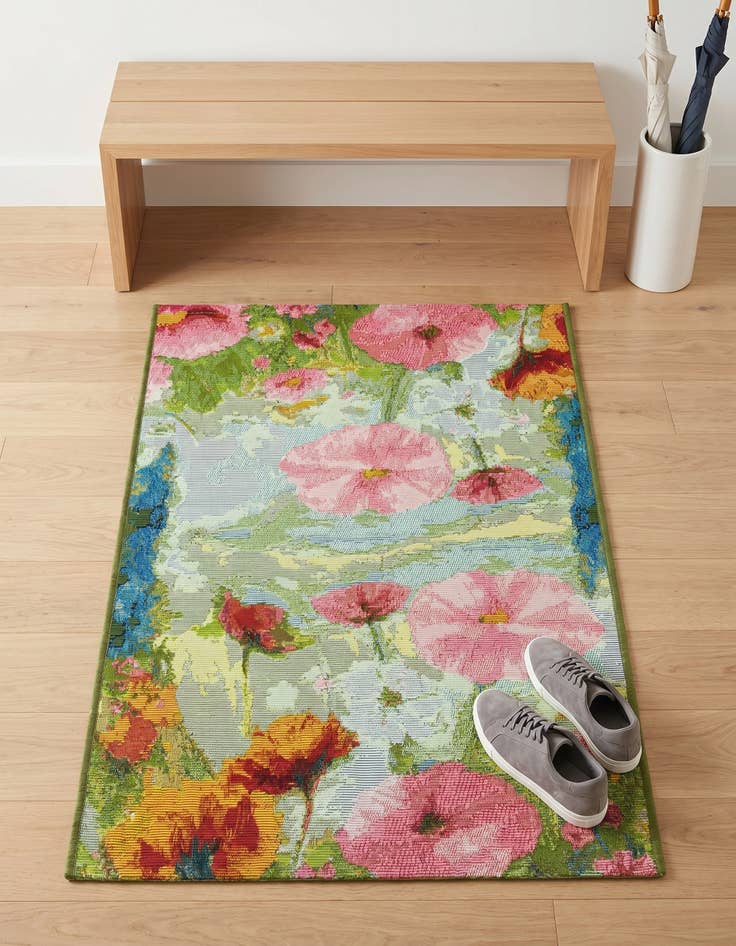 Detail image of 2' x 3' Easy-Clean Botanical Indoor / Outdoor Rug