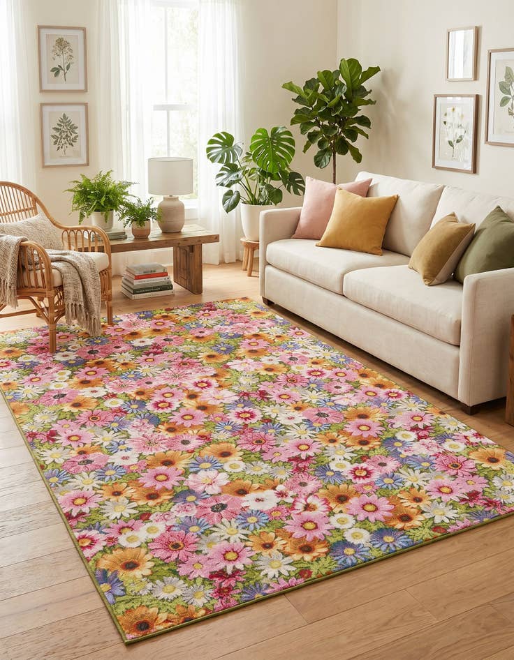 Detail image of 5' x 8' Easy-Clean Botanical Indoor / Outdoor Rug