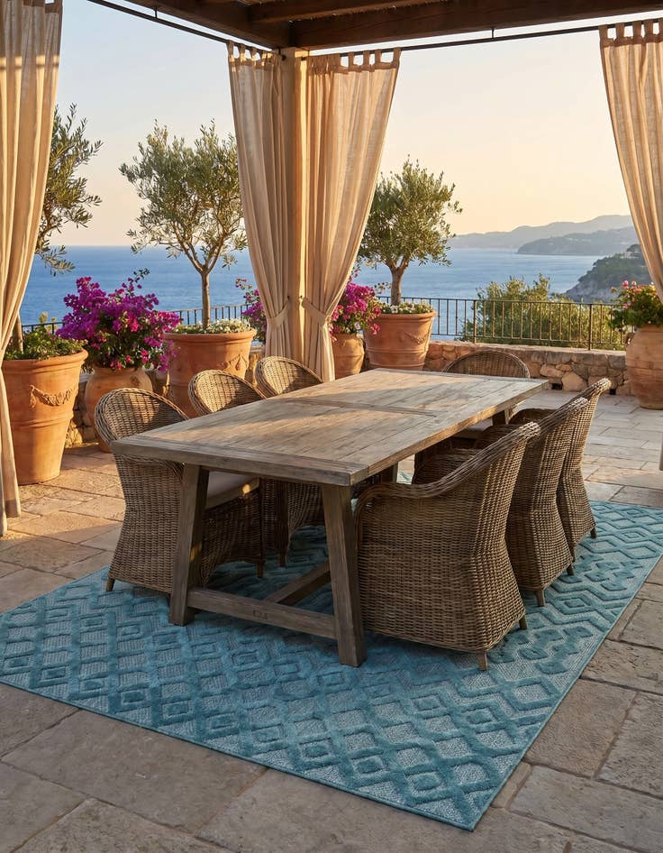 Detail image of 5' 3 x 8' Easy-Clean Trellis Textured Indoor / Outdoor Rug