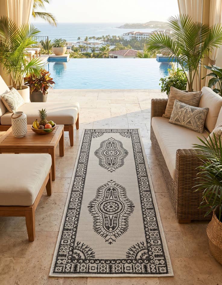Detail image of 2' x 6' Easy-Clean Traditional Indoor / Outdoor Runner Rug