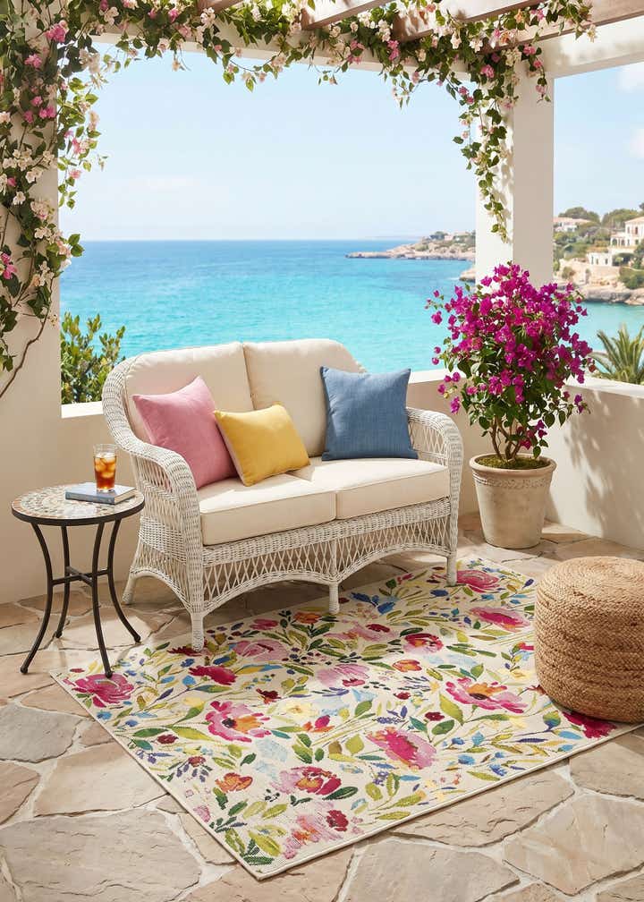 3' 3 x 5' 3 Easy-Clean Botanical Indoor / Outdoor Rug