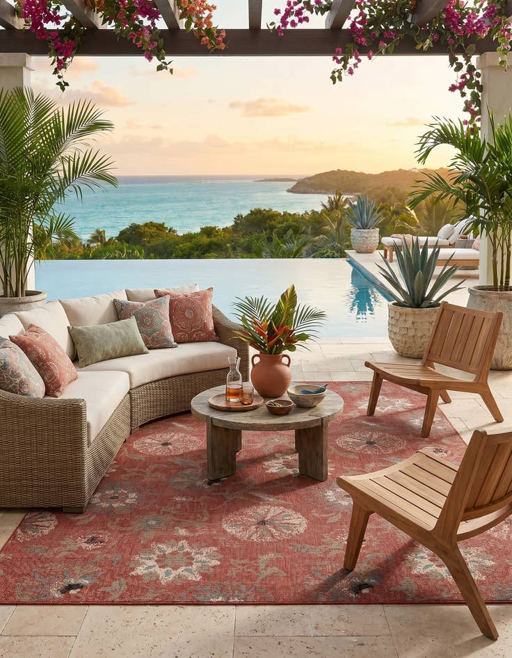 Detail image of 7' 10 x 10' Easy-Clean Botanical Indoor / Outdoor Rug