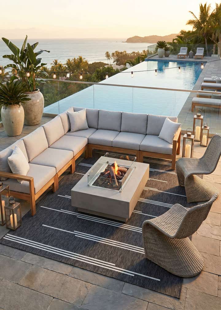 9' x 12' Easy-Clean Modern Indoor / Outdoor Rug