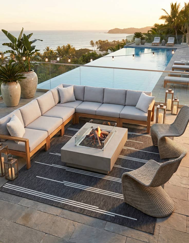 Detail image of 9' x 12' Easy-Clean Modern Indoor / Outdoor Rug