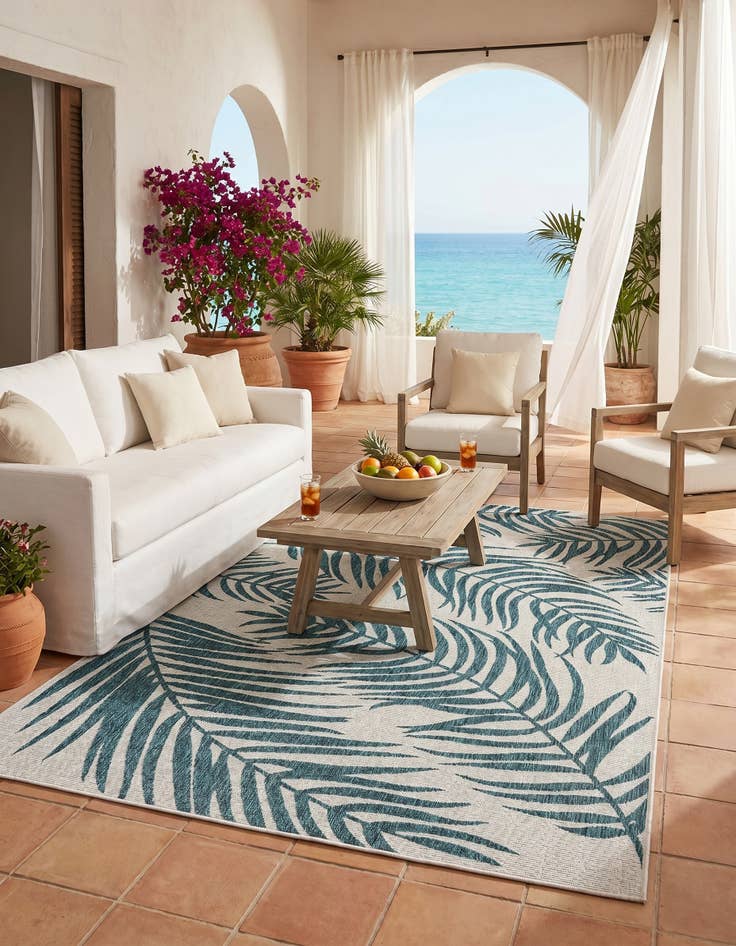 Detail image of 6' x 9' Easy-Clean Botanical Indoor / Outdoor Rug