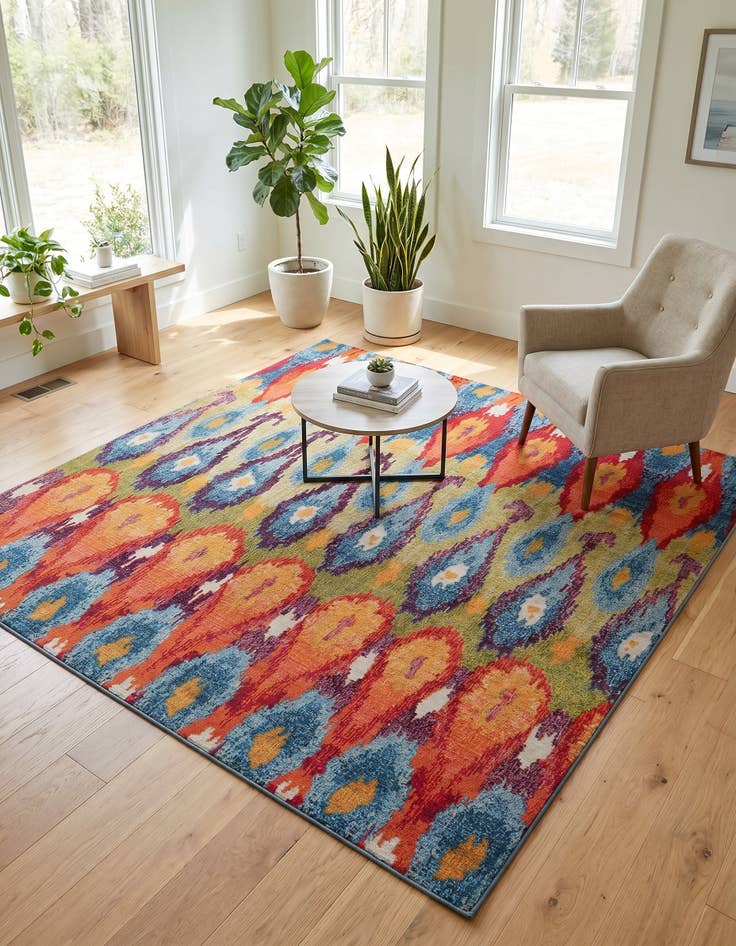 Detail image of 6' x 6' Easy-Clean Modern Indoor / Outdoor Square Rug