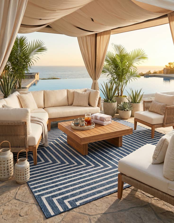 Detail image of 7' 10 x 7' 10 Easy-Clean Modern Indoor / Outdoor Square Rug