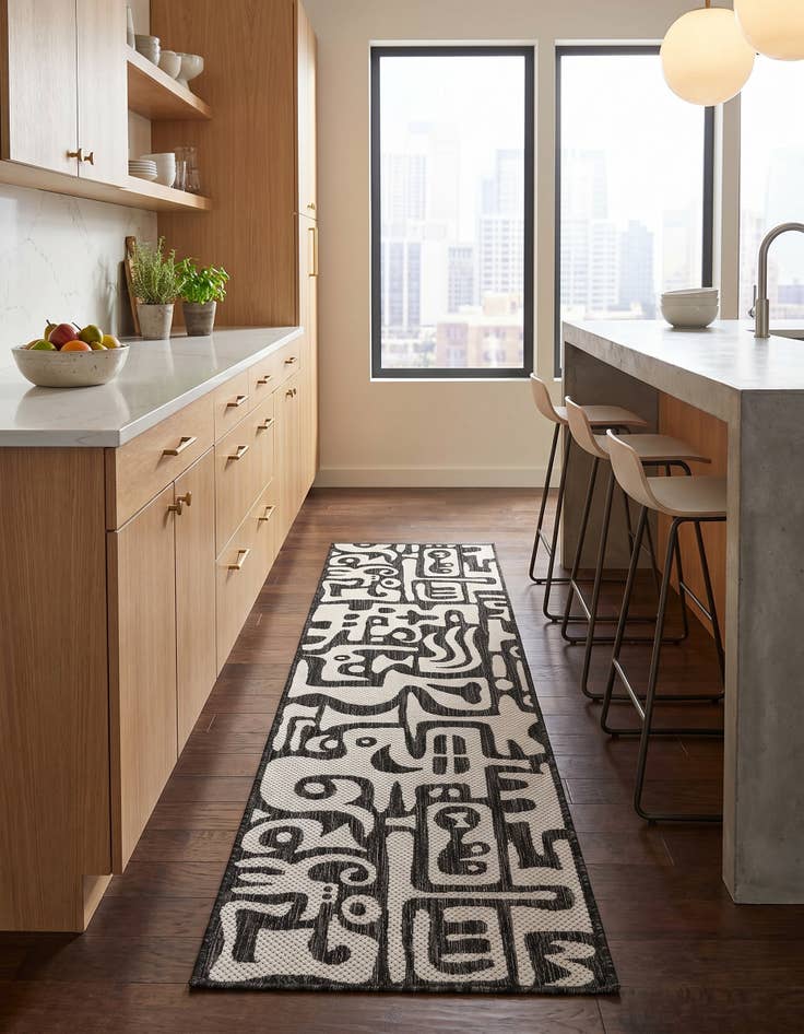 Detail image of 2' x 8' Easy-Clean Modern Indoor / Outdoor Runner Rug