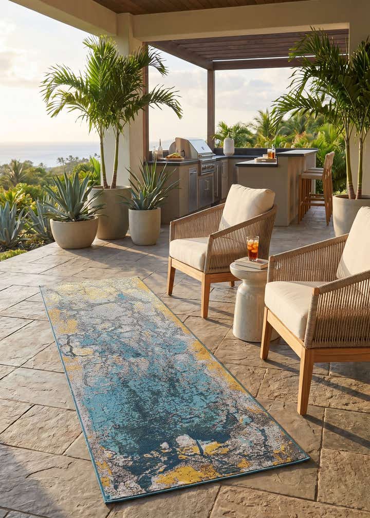 2' x 6' Easy-Clean Modern Indoor / Outdoor Runner Rug