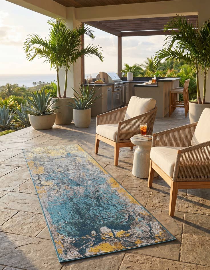 Detail image of 2' x 6' Easy-Clean Modern Indoor / Outdoor Runner Rug