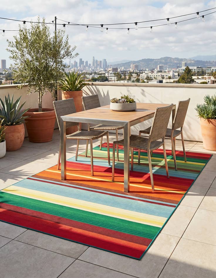 Detail image of 5' 3 x 8' Easy-Clean Modern Indoor / Outdoor Rug