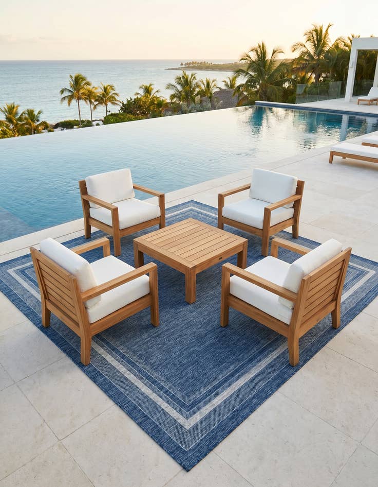 Detail image of 7' 10 x 7' 10 Easy-Clean Border Indoor / Outdoor Square Rug