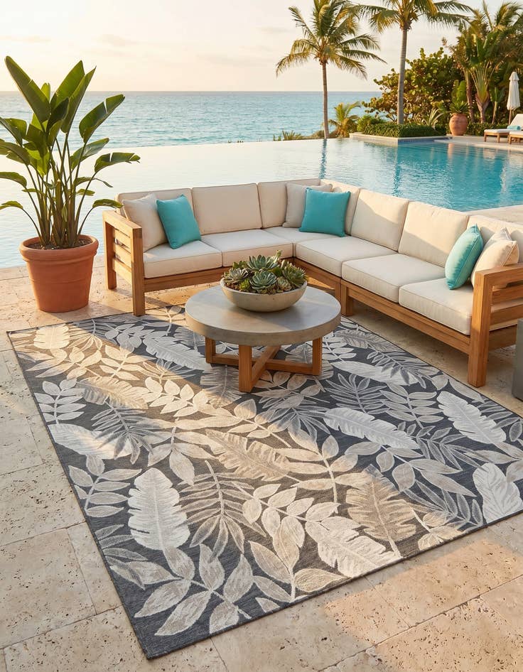 Detail image of 8' 2 x 10' Easy-Clean Botanical Indoor / Outdoor Rug