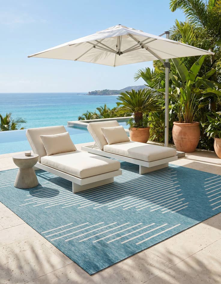 Detail image of 10' 8 x 10' 8 Easy-Clean Modern Indoor / Outdoor Square Rug