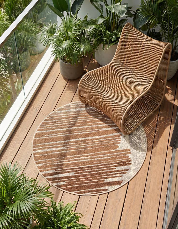 Detail image of 3' x 3' Easy-Clean Modern Indoor / Outdoor Round Rug