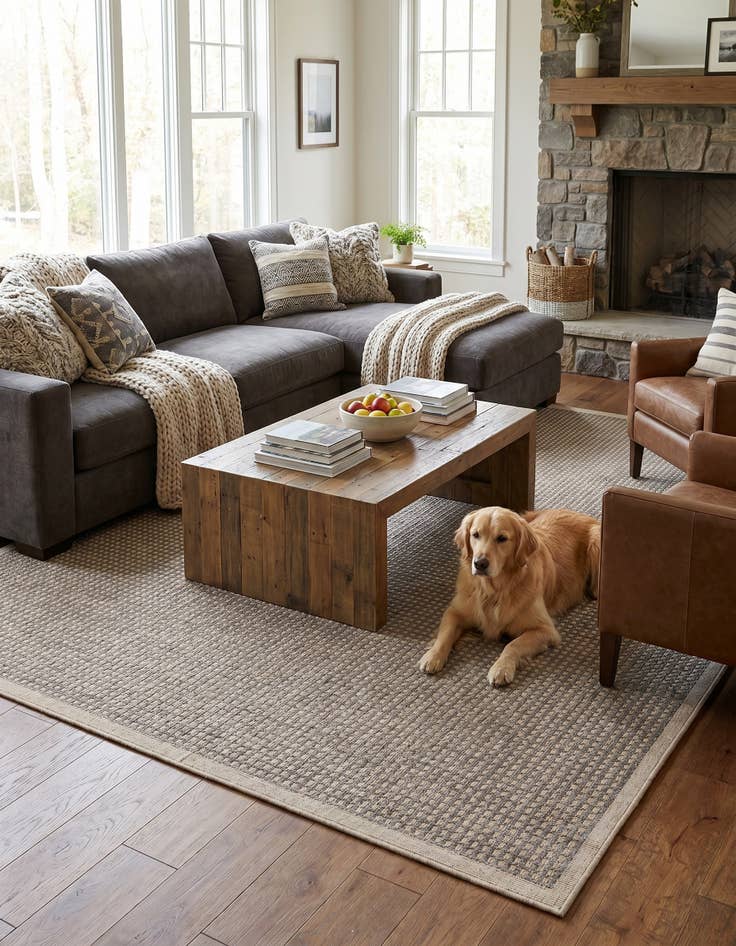 Detail image of 7' 10 x 10' Easy-Clean Border Indoor / Outdoor Rug