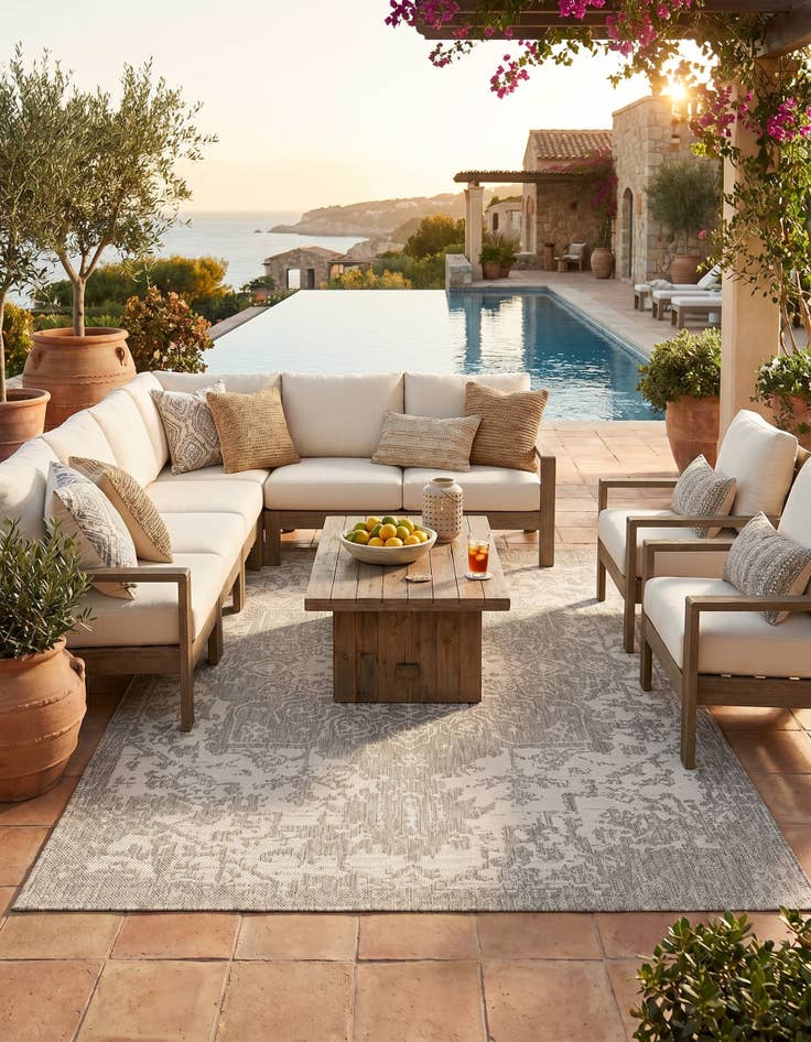 Detail image of 5' 3 x 8' Easy-Clean Jill Zarin Dubai Indoor / Outdoor Rug