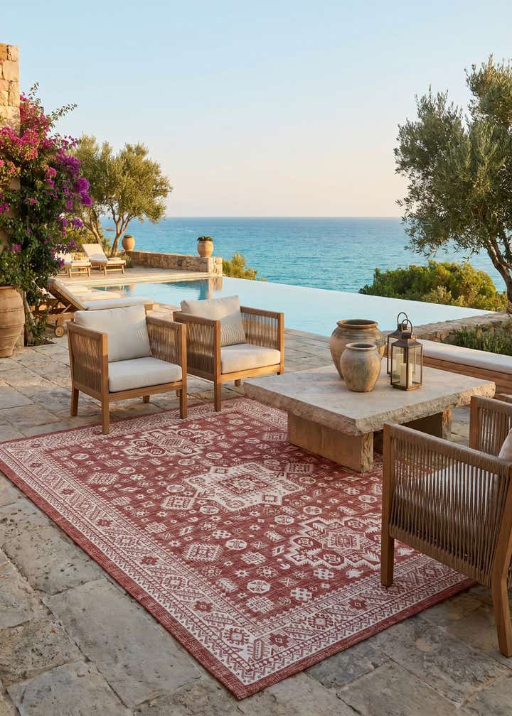 9' x 12' Easy-Clean Aztec Indoor / Outdoor Rug