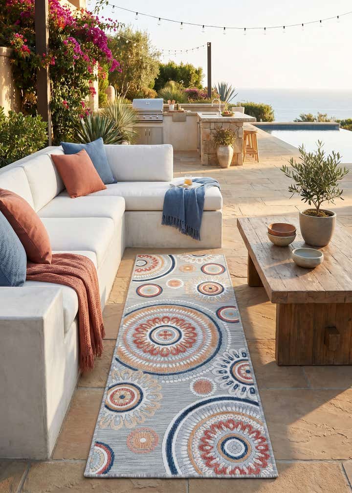 2' 2 x 6' Easy-Clean Botanical Indoor / Outdoor Runner Rug