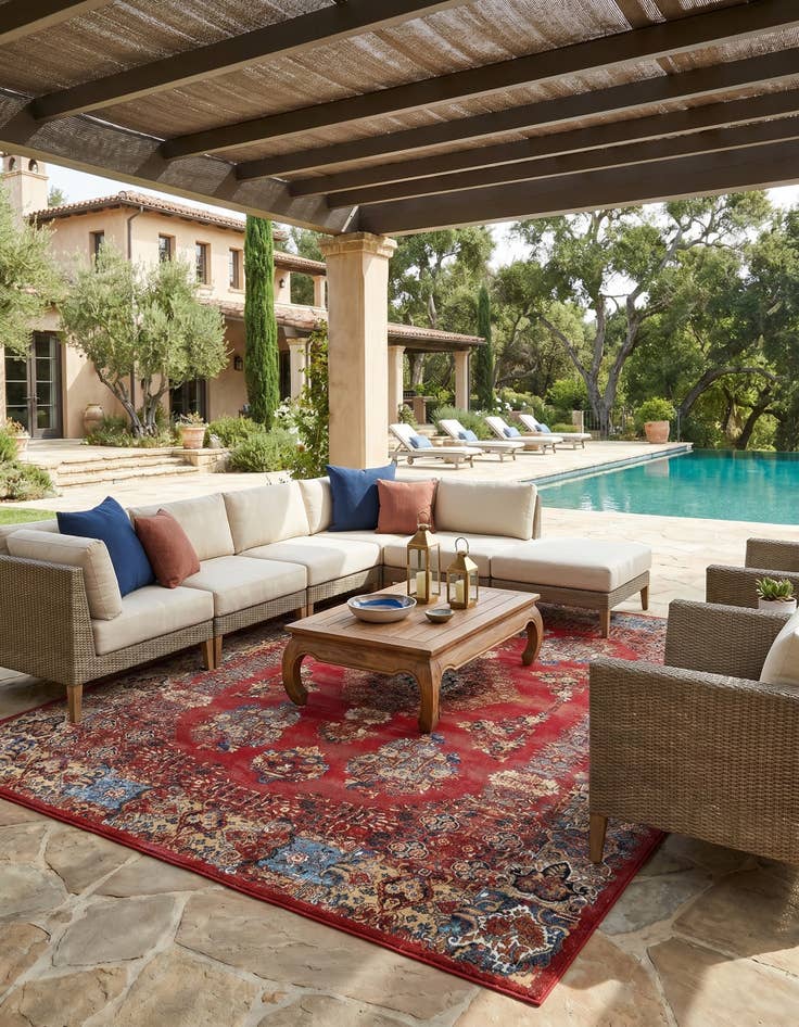 Detail image of 10' x 13' Easy-Clean Traditional Indoor / Outdoor Rug