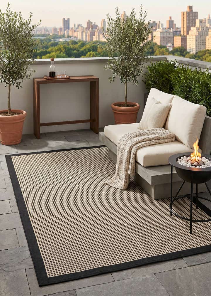 5' x 8' Easy-Clean Border Indoor / Outdoor Rug