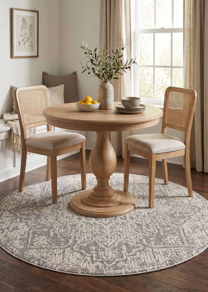 5' 3 x 5' 3 Easy-Clean Traditional Indoor / Outdoor Round Rug